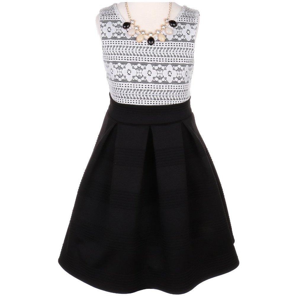 Little Girls Lace Top Floral Print Summer Easter Special Flower Girl Dress Black